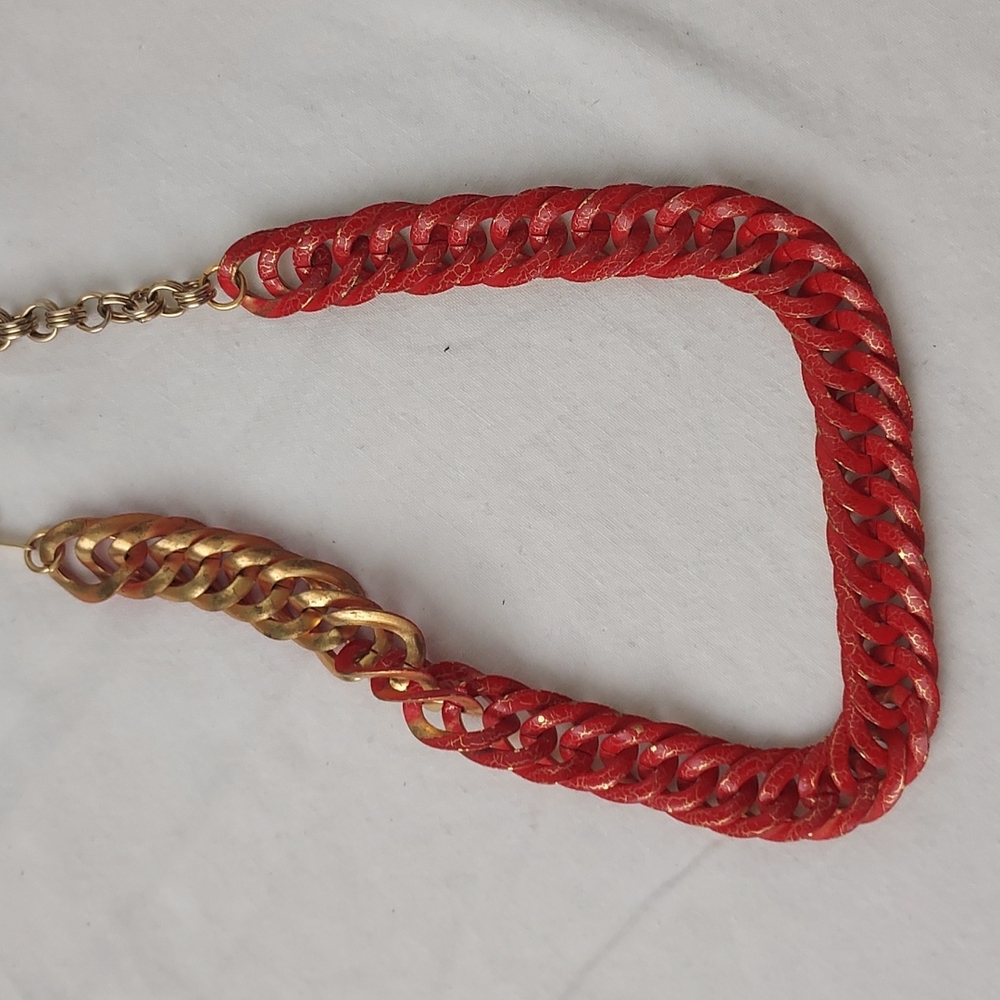 Chunky chain metal choker necklace red gold retro chain necklace unisex - Picture 11 of 16